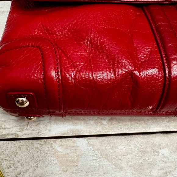 Eileen West Red Shoulder Bag Brass Hardware Coin Purse Vintage Vibe Classic Rich - Picture 8 of 16